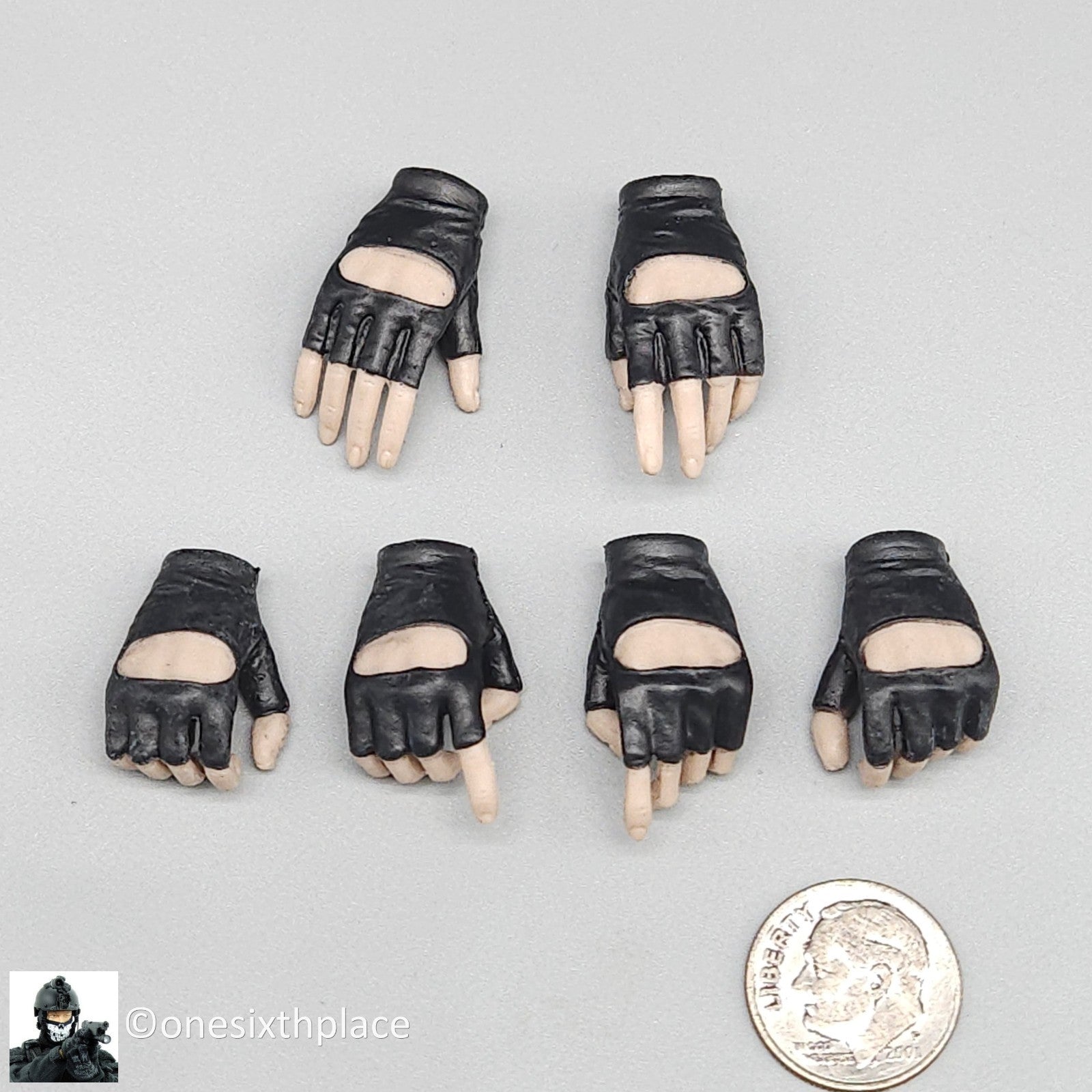 1:6 VS Toys Battlefield Girl Female Black Gloved Hands Set (Pale) for 12" Figure