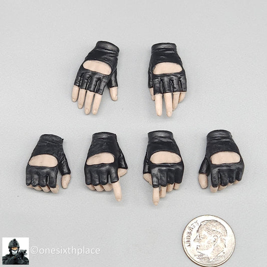 1:6 VS Toys Battlefield Girl Female Black Gloved Hands Set (Pale) for 12" Figure