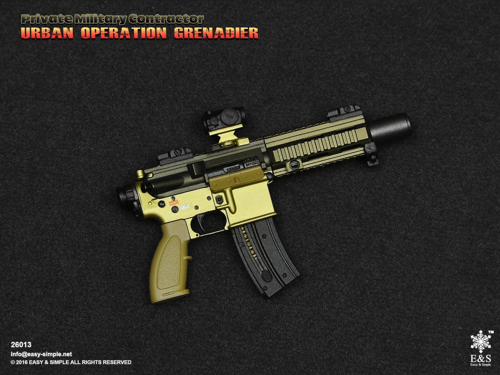 1:6 scale Easy & Simple PMC Grenadier HK416 .22lr Pistol Rifle for 12" Figures