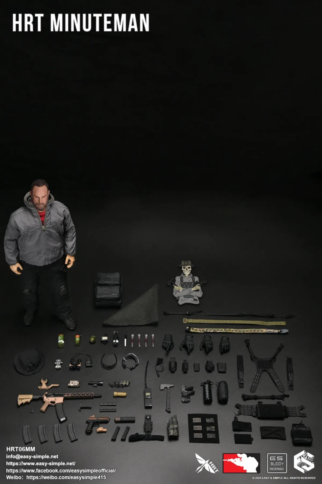 1:6 Easy & Simple HRT Minuteman ShotShow 2025 Black RECCE Chest Rig w/ Pouches