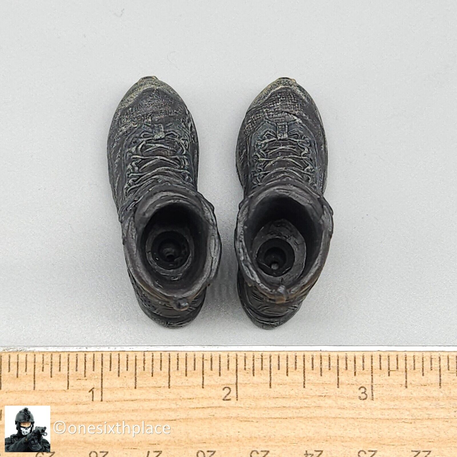1:6 scale Darkzone Agent Molded Black Boots (Peg Type) for 12" Figures