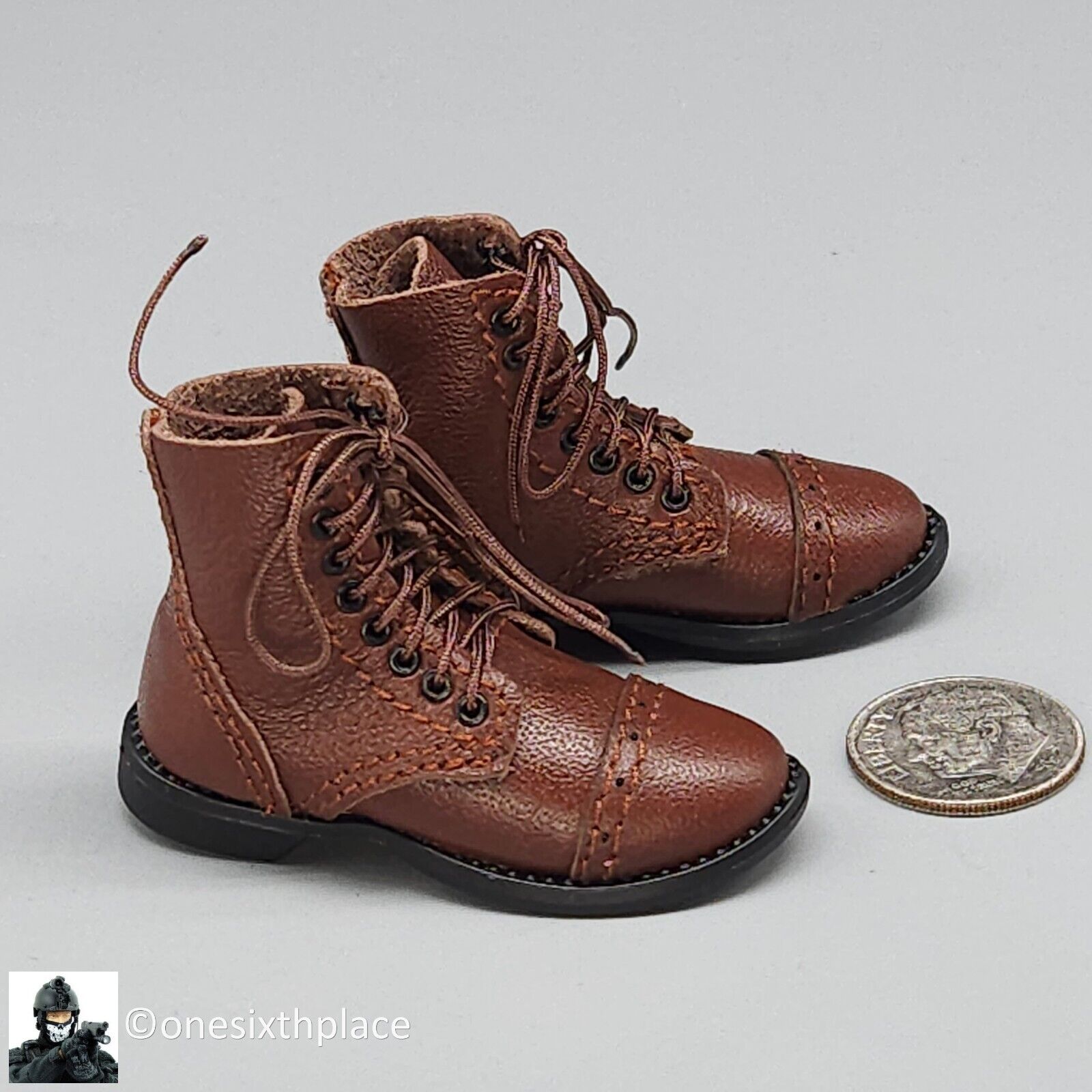 1:6 scale Ujindou WWII US Armored Infantryman Brown Service Shoes Boots