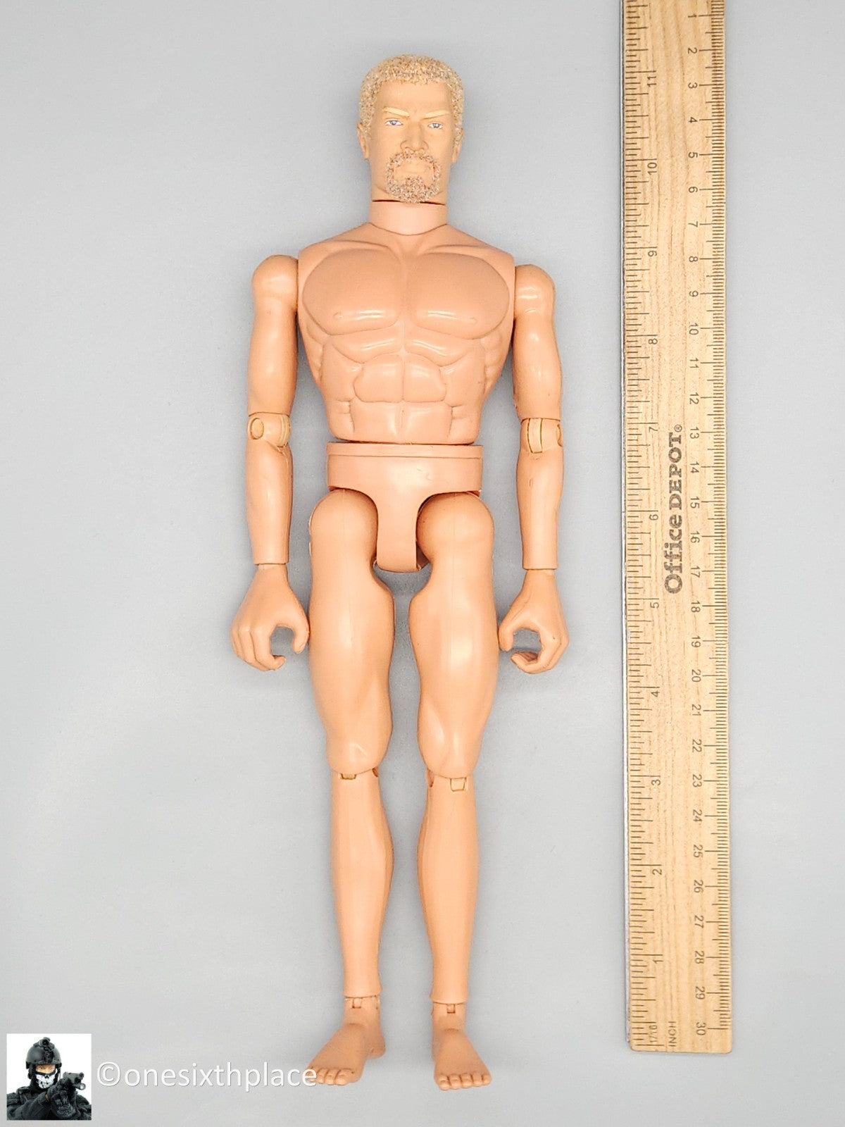 1:6 scale Hasbro GI Joe 1996 Male Body w/ Blond Flocked Hair Beard 12" Figure