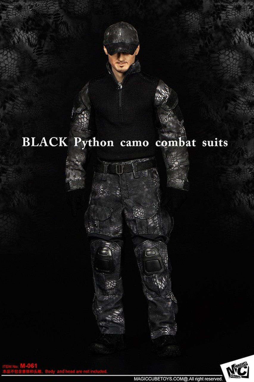 1:6 scale MC Toys Mens Black Python Camo Combat Uniform for 12" Figure