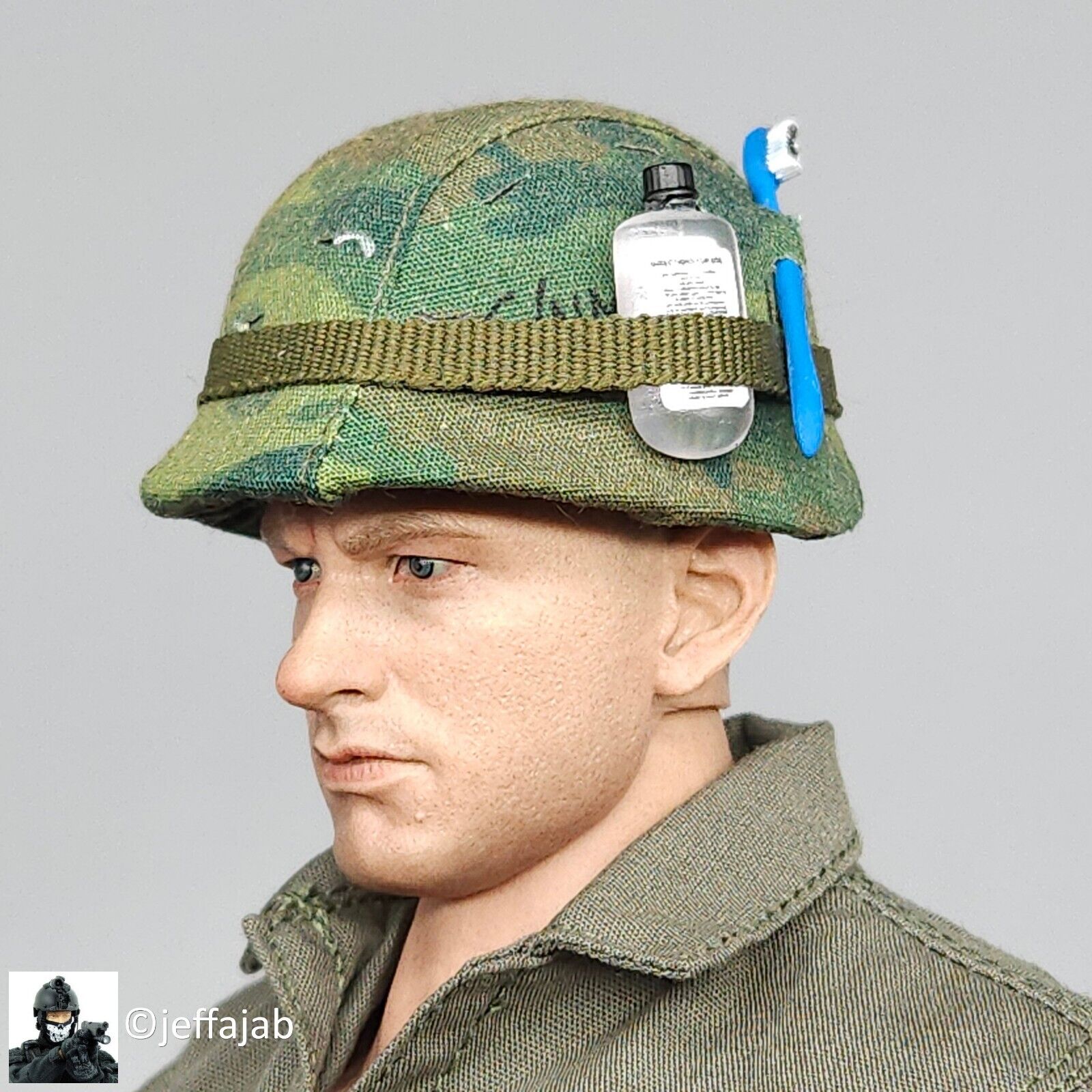 1:6 scale DJ Custom Forrest Gump in Vietnam Helmet w/ Toothbrush for 12" Figures