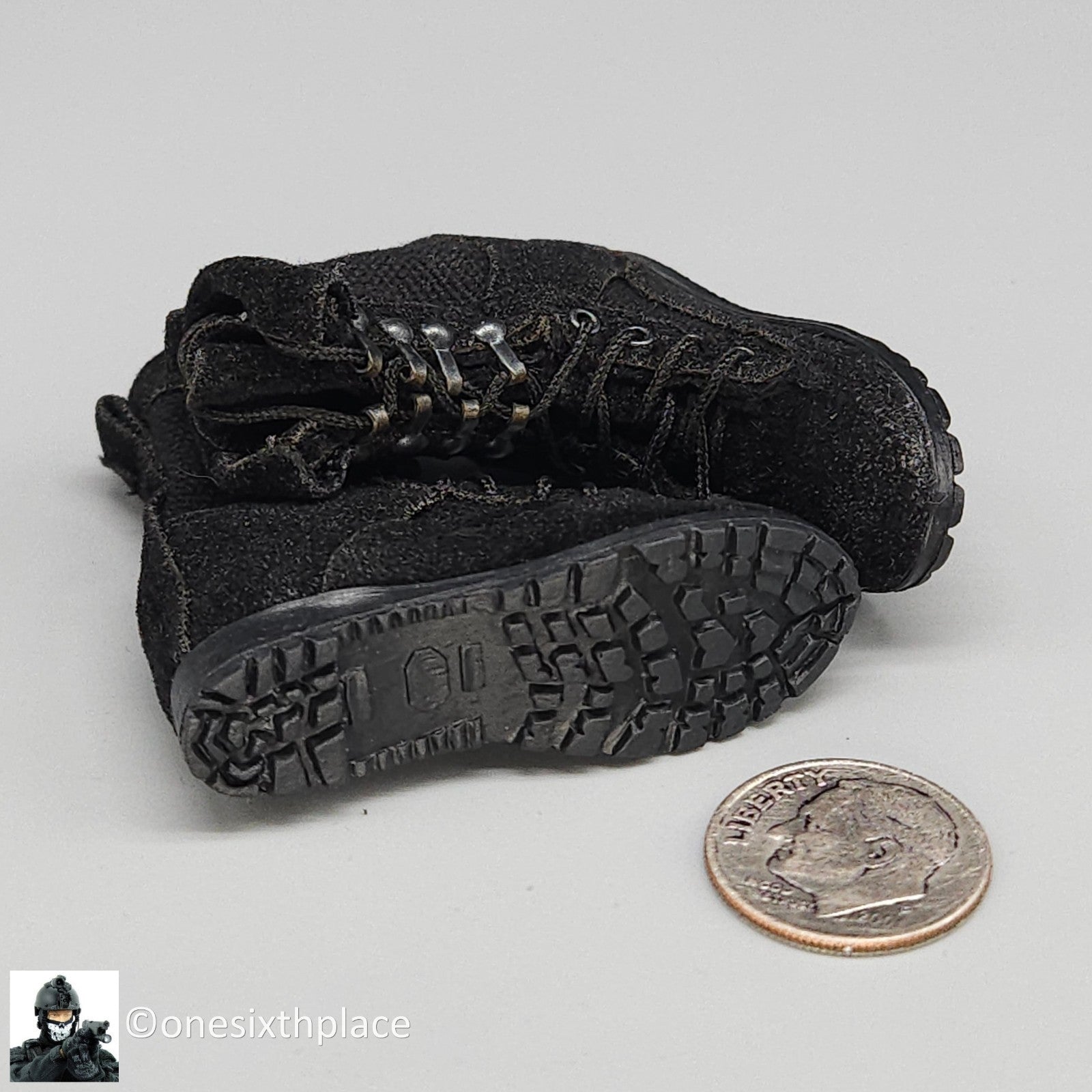 1:6 VS Toys Battlefield Girl Female Black Combat Boots (Peg Type) for 12" Figure