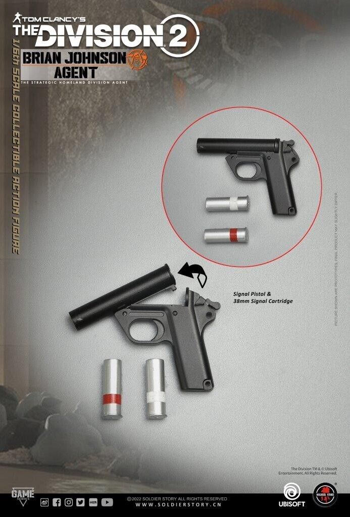 1:6 Soldier Story The Division 2 Agent Brian Johnson Flare Gun for 12" Figures