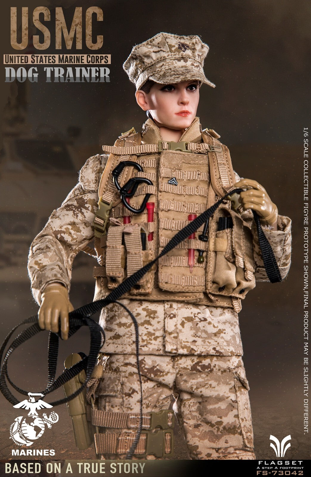 1:6 Scale Flagset Female USMC Dog Trainer MARPAT Hat Cover for 12" Figures