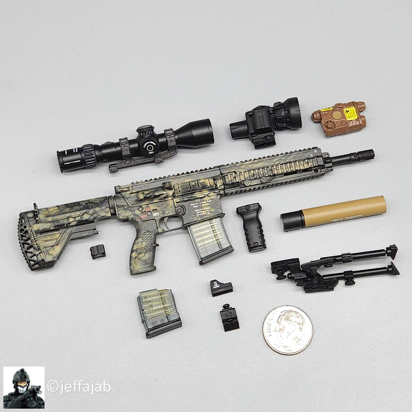 1:6 Easy & Simple Recce Element Camo HK 417 Sharpshooter Rifle for 12" Figures