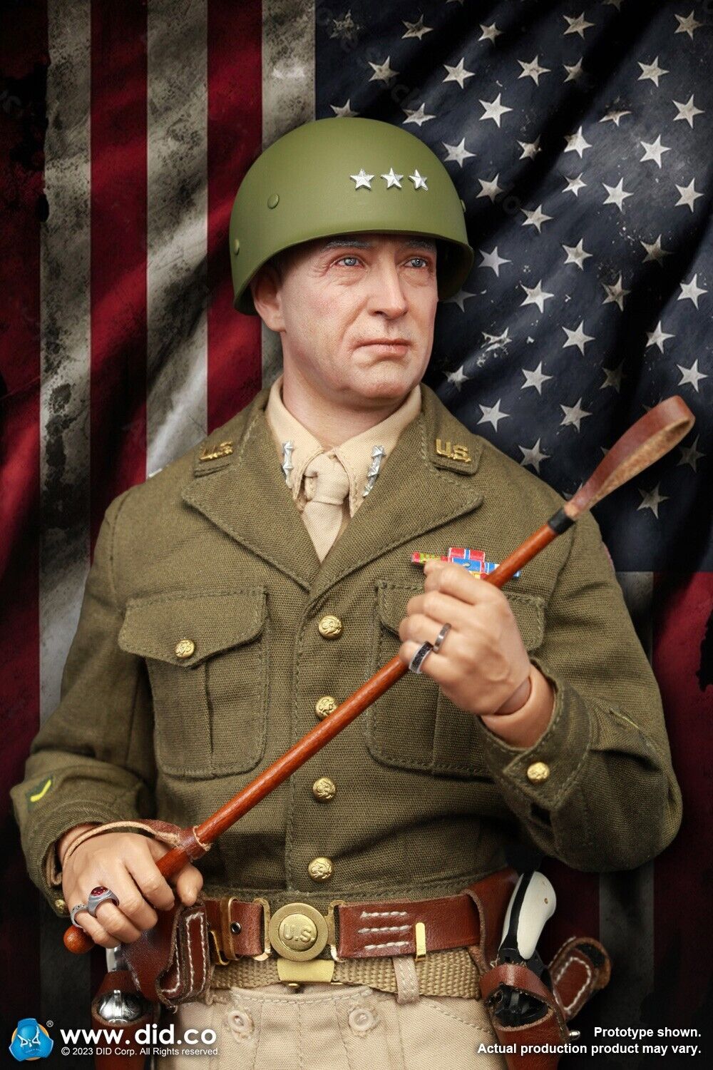 1:6 scale DiD WWII General George Patton Male Head Sculpt for 12" Figures