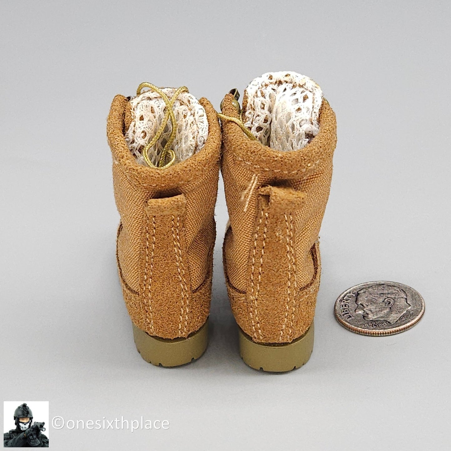 1:6 scale Soldier Story Coyote Combat Boots (Foot Type) for 12" Figures
