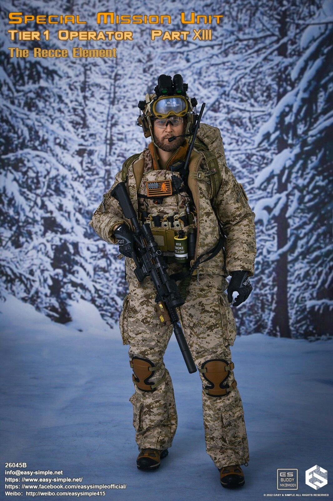 1:6 Easy & Simple Recce Element AOR1 Camo PCU Winter Uniform Set for 12" Figures