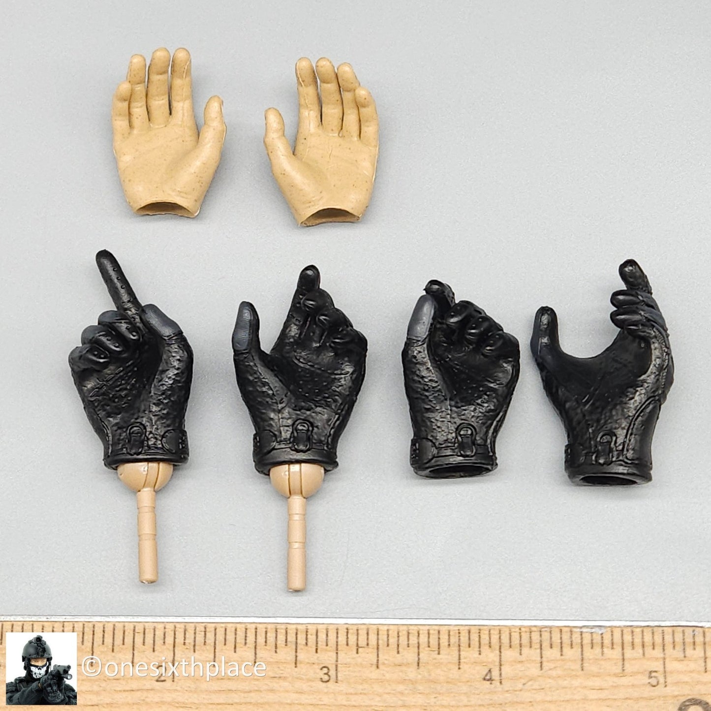 1:6 scale Easy & Simple Coalition Forces Black Gloved Hands 12" Figures 26065RA