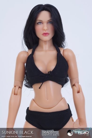 1:6 Triad Toys Sunkini Female Black Bikini Set for 12" Figures