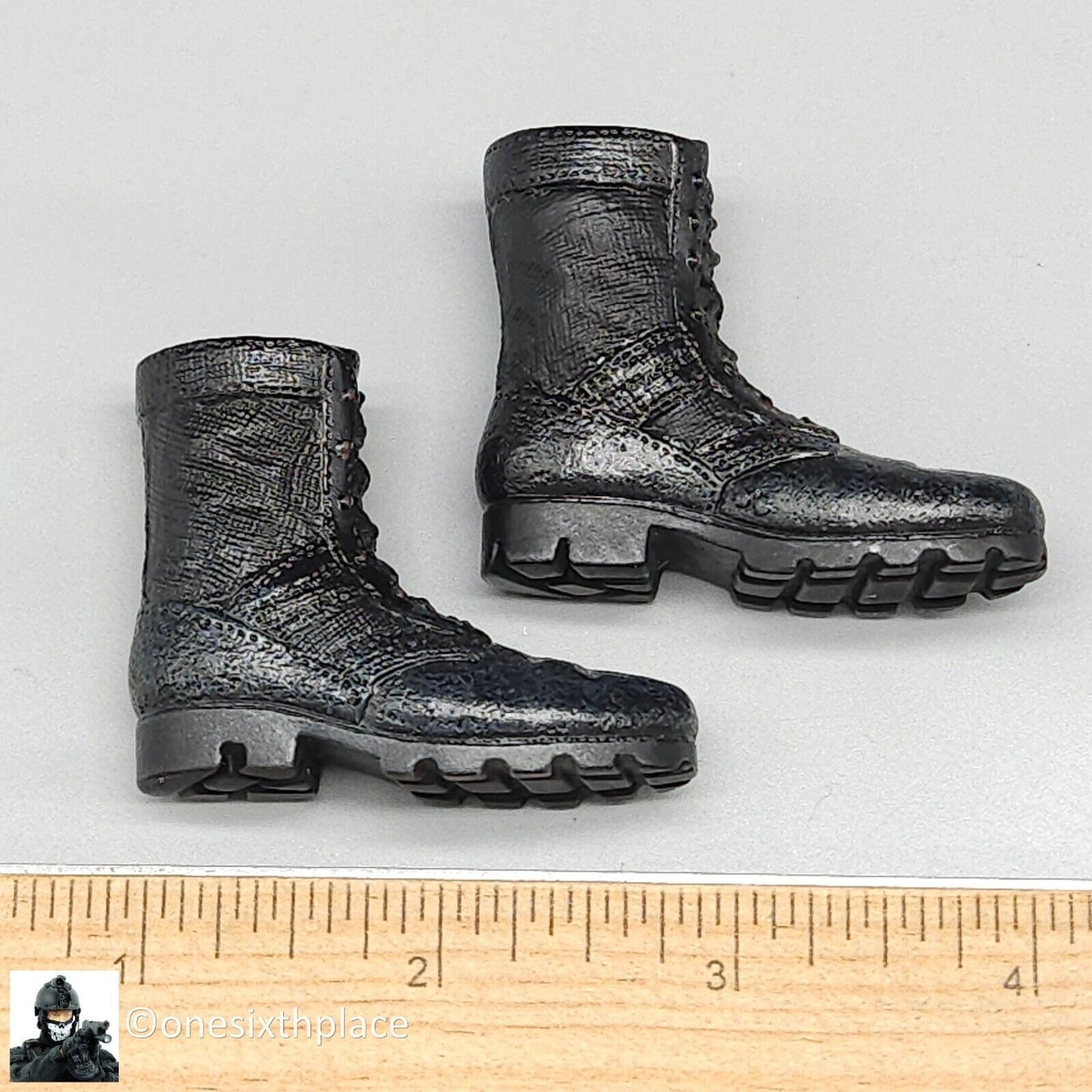 1:6 scale Dragon Black Combat Boots Light Weathering (Foot Type) for 12" Figures