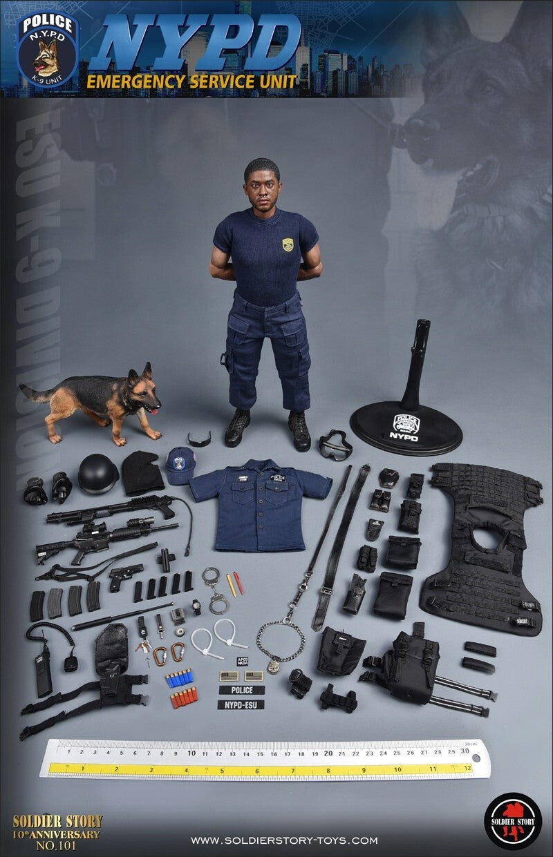 1:6 Soldier Story NYPD ESU K-9 Div S2.5 Black Male Body w/ Feet for 12" Figures