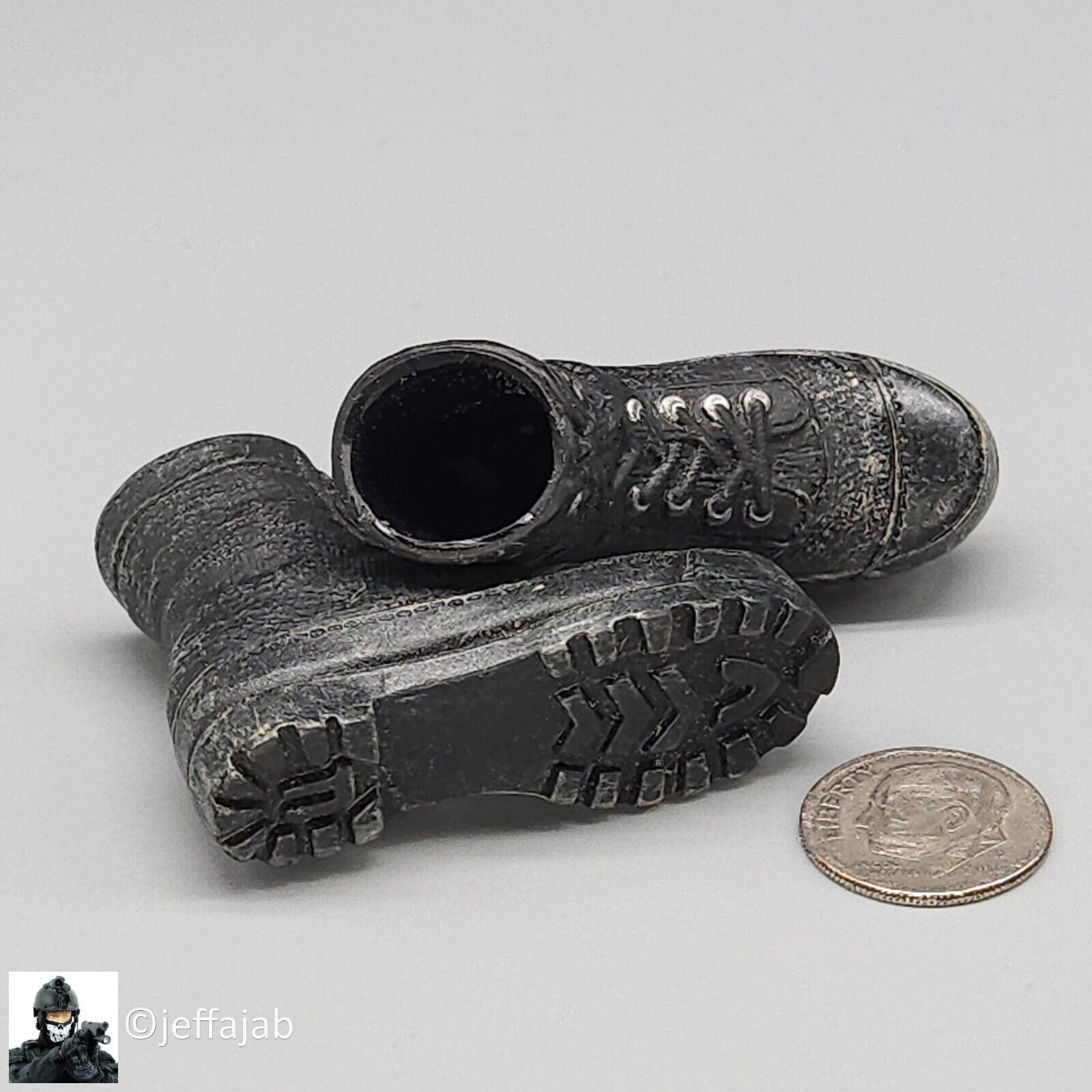 1:6 Hot Toys Vietnam Navy SEAL ARVN CIDG Black Boots (Foot Type) for 12" Figures