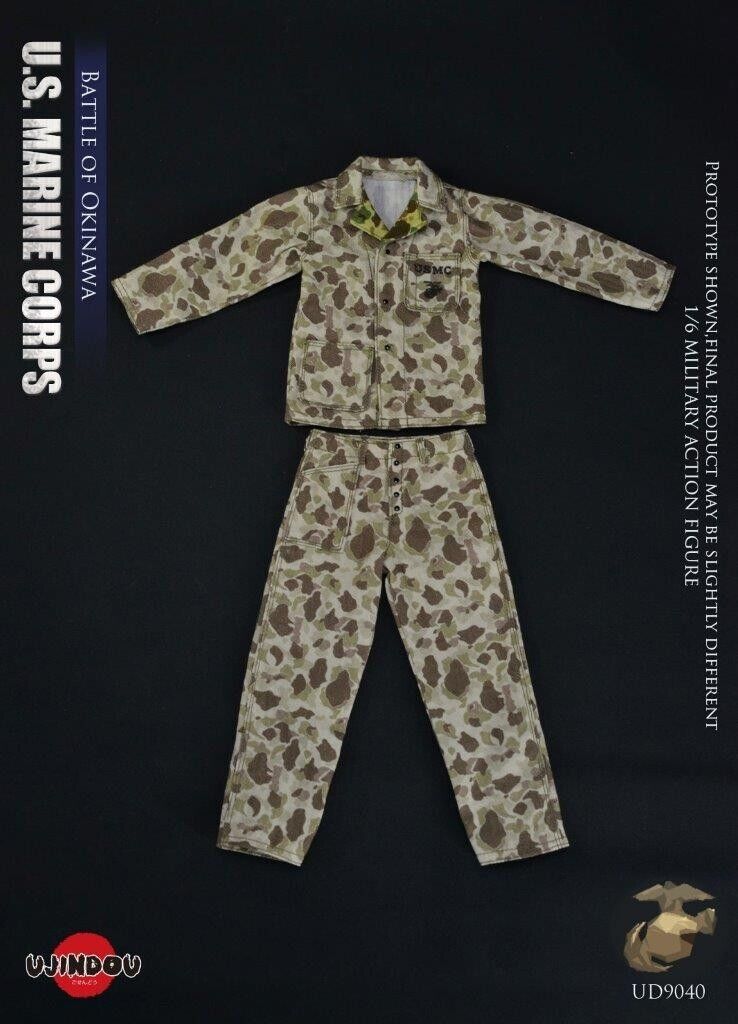 1:6 scale Ujindou WWII US Marine Corps in Okinawa Beach Camo Uniform 12" Figures