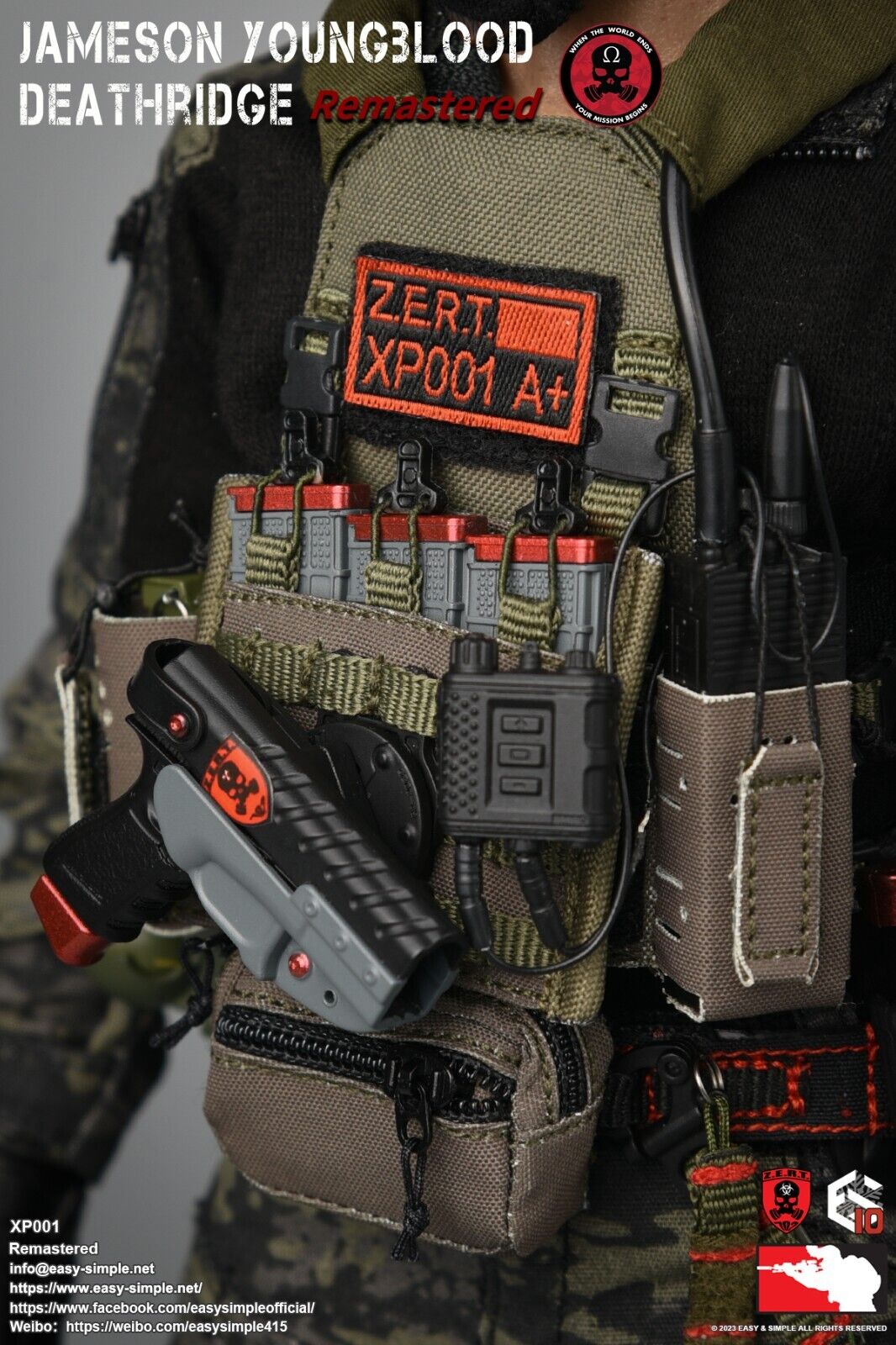 1:6 scale Easy & Simple ZERT Deathridge Remastered M50 Gas Mask w/ MOLLE Panel
