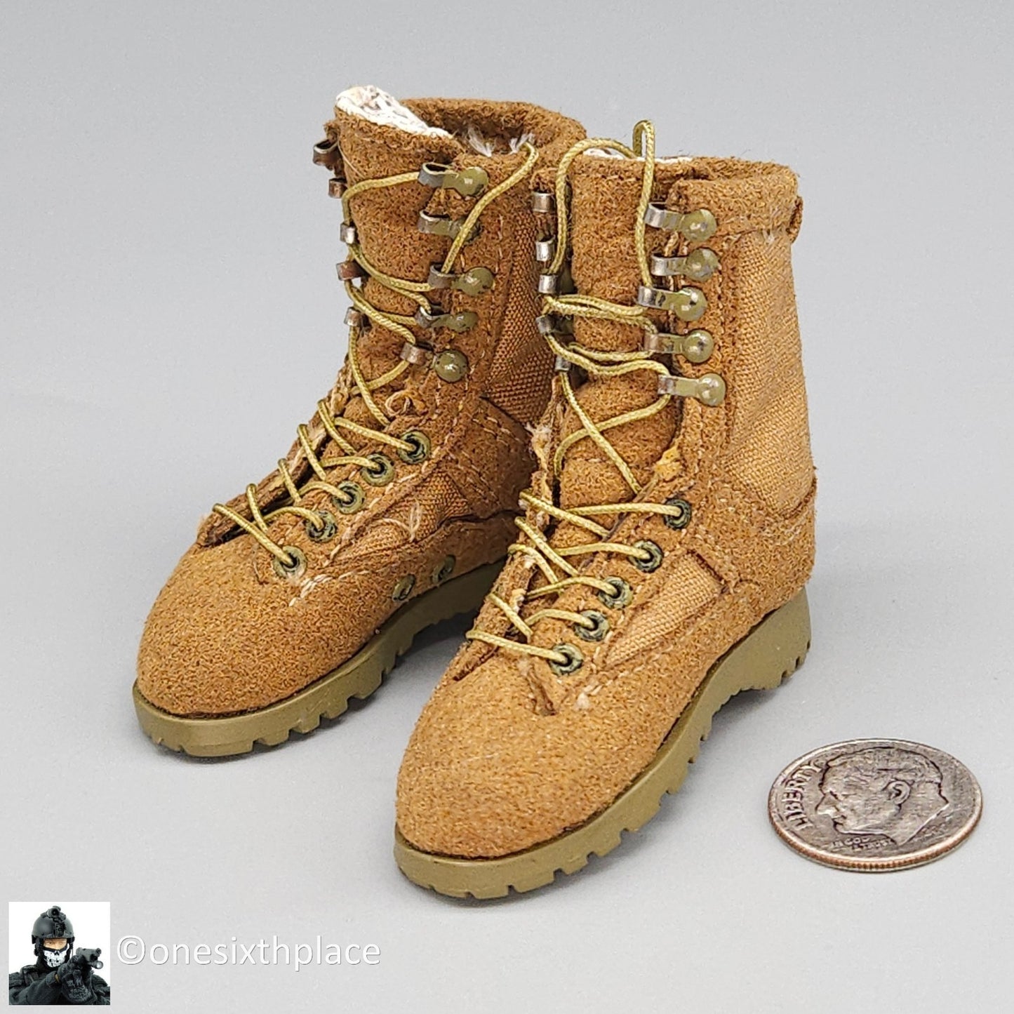 1:6 scale Soldier Story Coyote Combat Boots (Foot Type) for 12" Figures