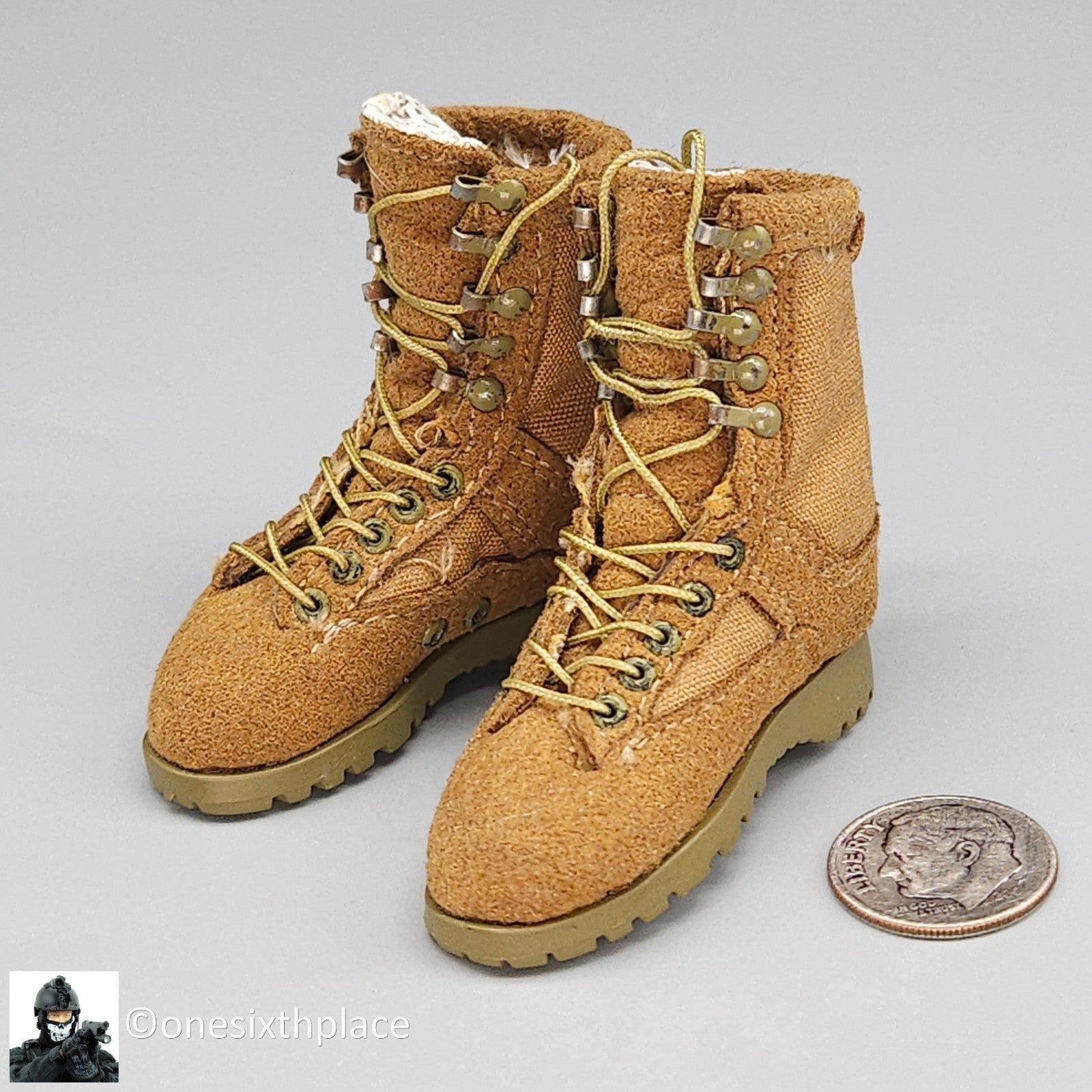 1:6 scale Soldier Story Coyote Combat Boots (Foot Type) for 12" Figures