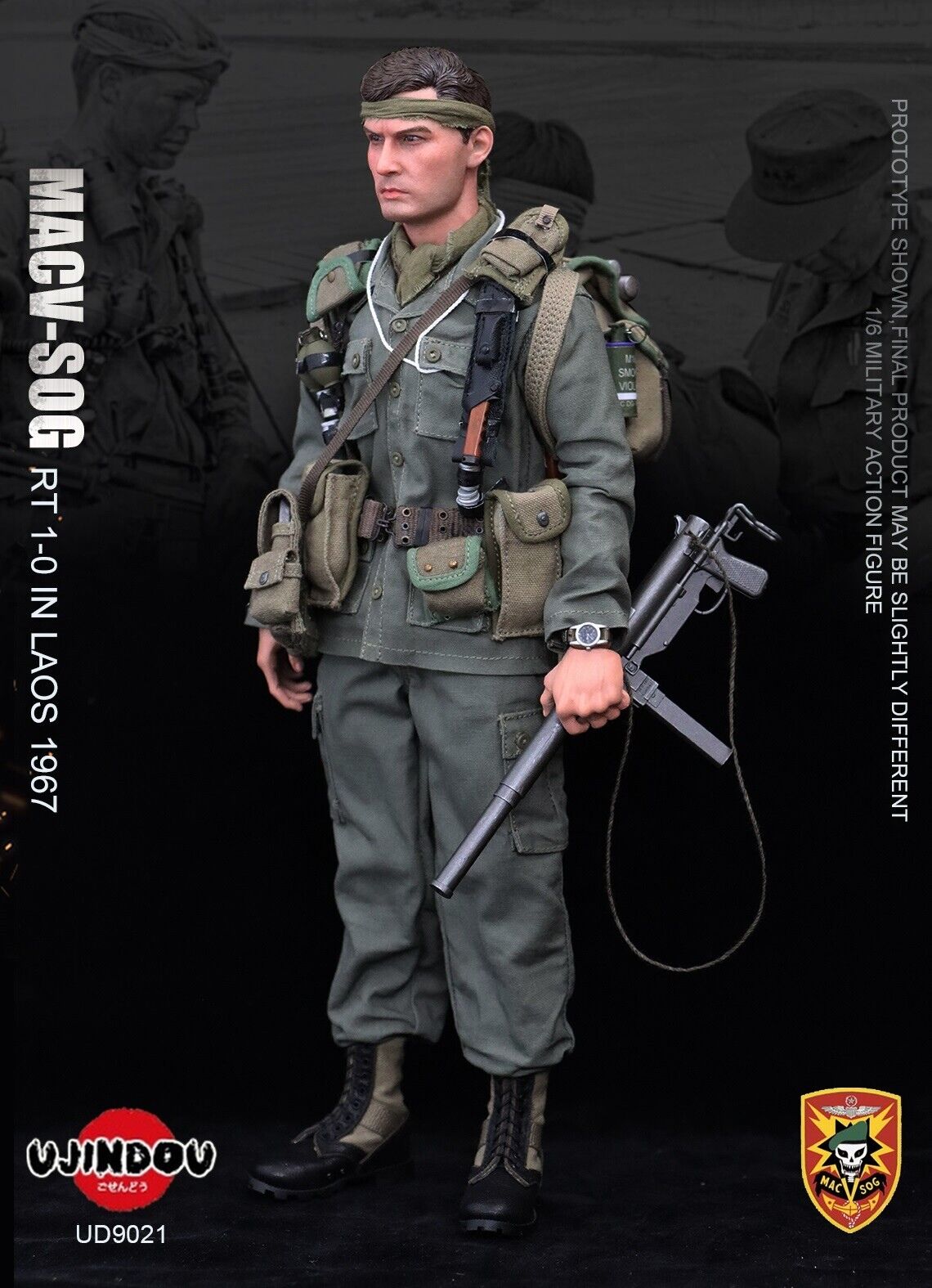 1:6 Ujindou Vietnam MACV-SOG Recon Team Black Tape Strip for 12" Figures