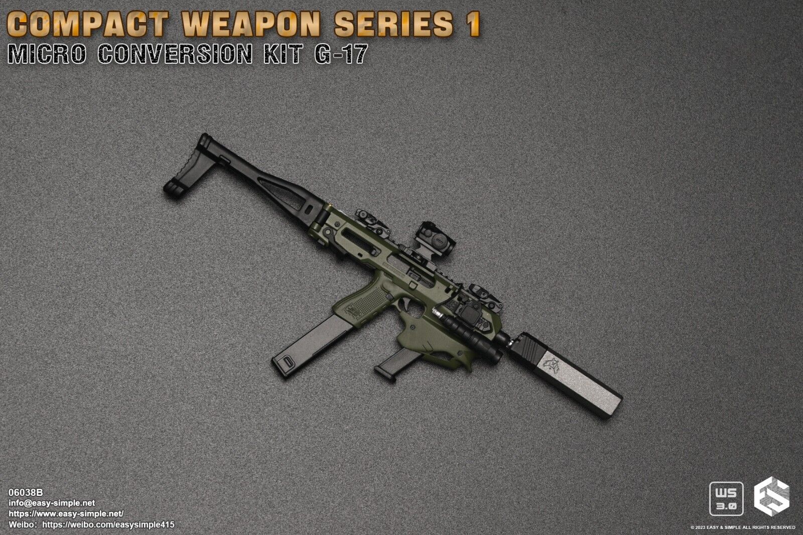 1:6 scale Easy & Simple Compact Weapons #1 - Micro Conversion Set B Green PDW