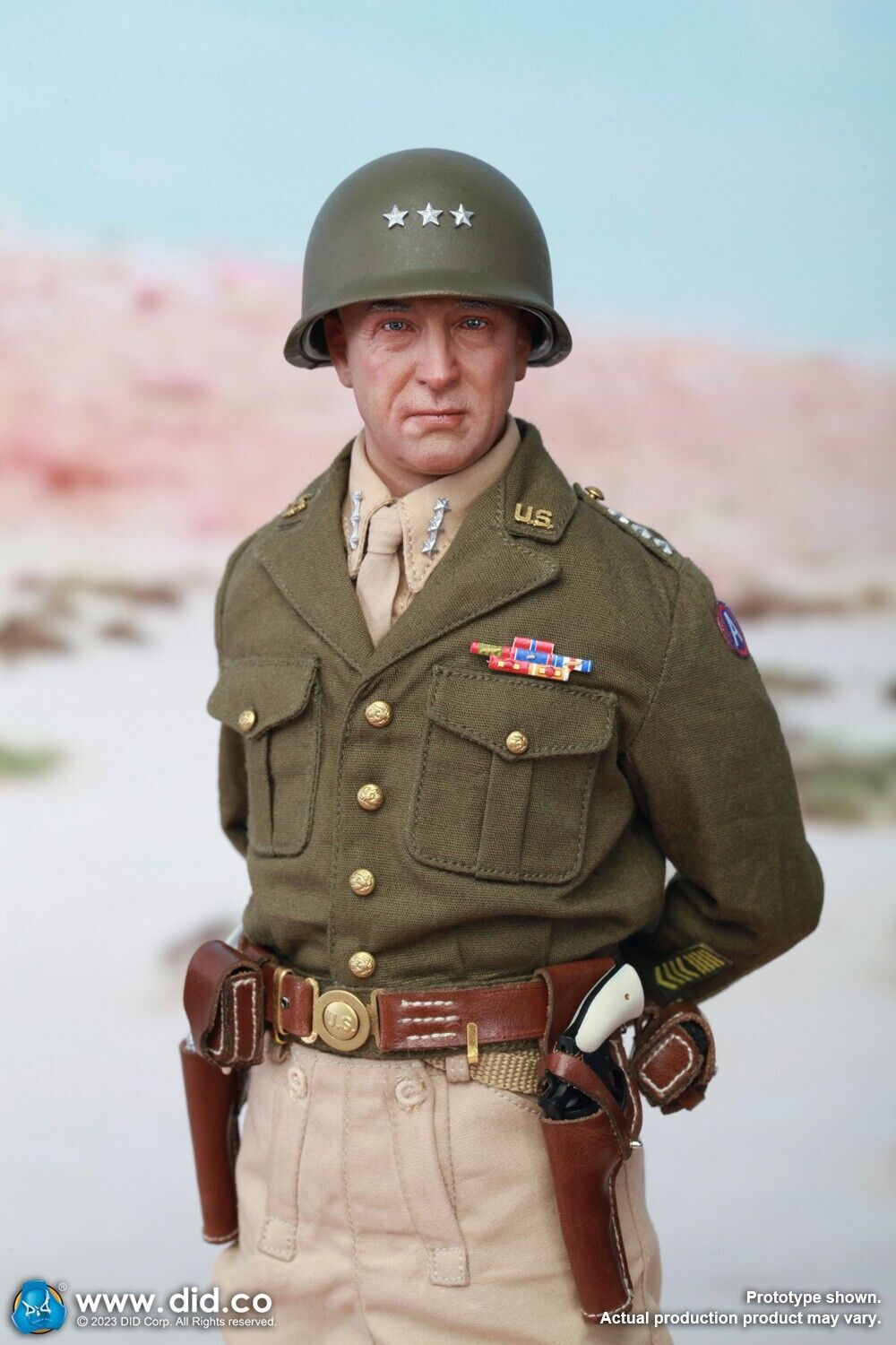 1:6 scale DiD WWII General George Patton Male Head Sculpt for 12" Figures