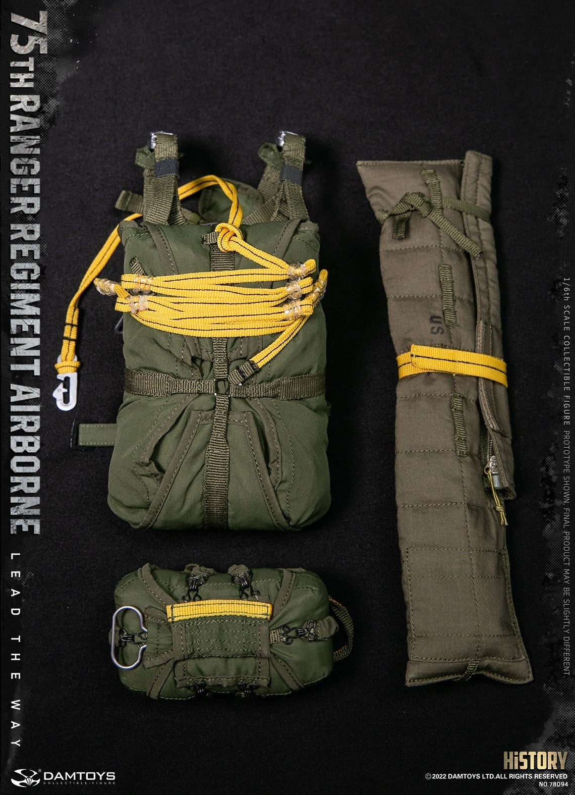 1:6 scale DamToys 75th Ranger Regiment Airborne Parachute Jump Rig & Weapon Case