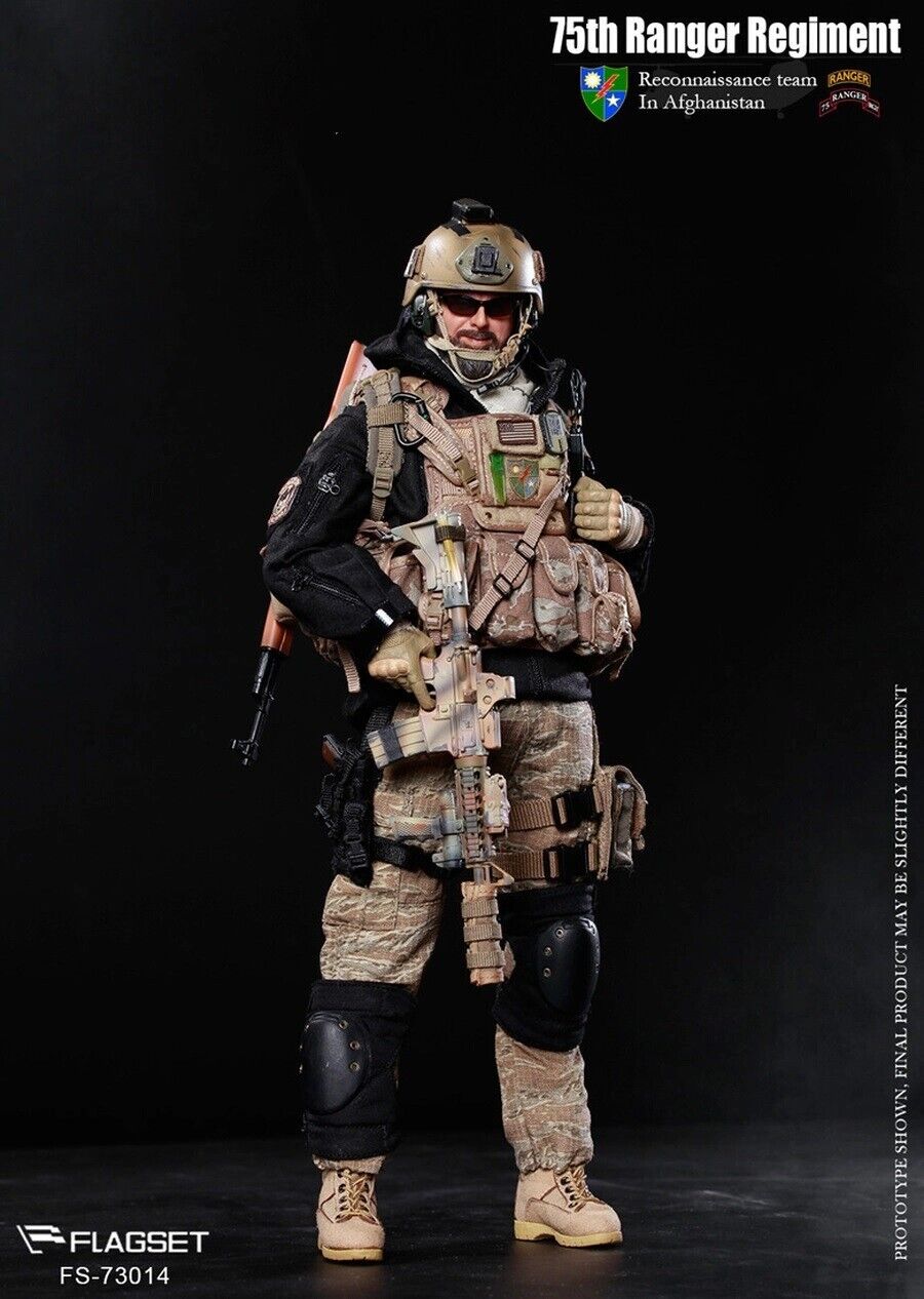 1:6 Flagset 75th Ranger Bearded Male Head Sculpt for 12" Figures