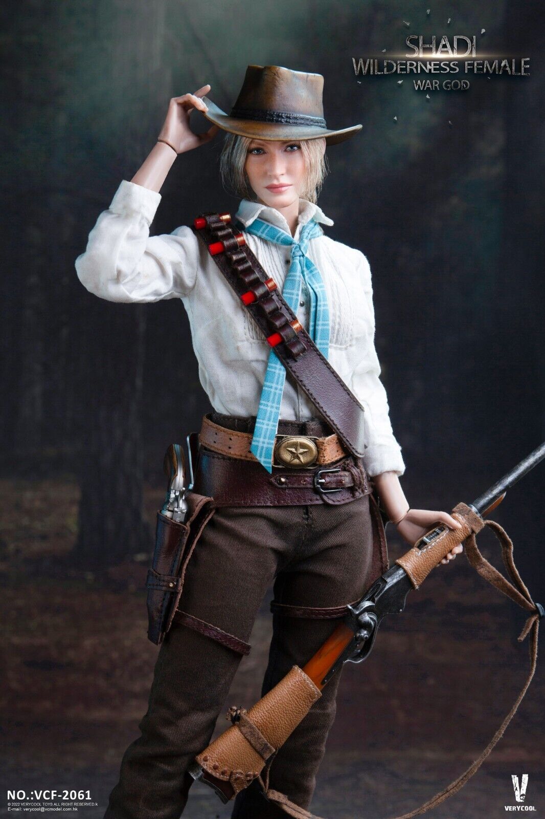 1:6 scale Very Cool Shadi Wilderness Female Cowboy Blue Plaid Scarf 12" Figures