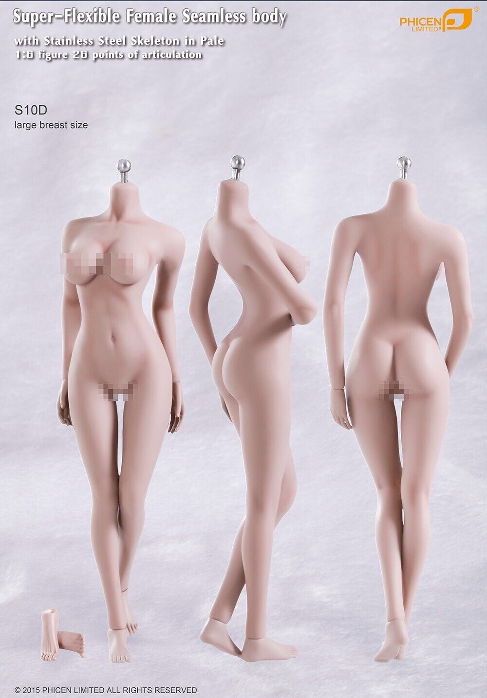 1:6 TBLeague PLMB2015-S10D Super Flexible Female Seamless Body - Pale Large Bust