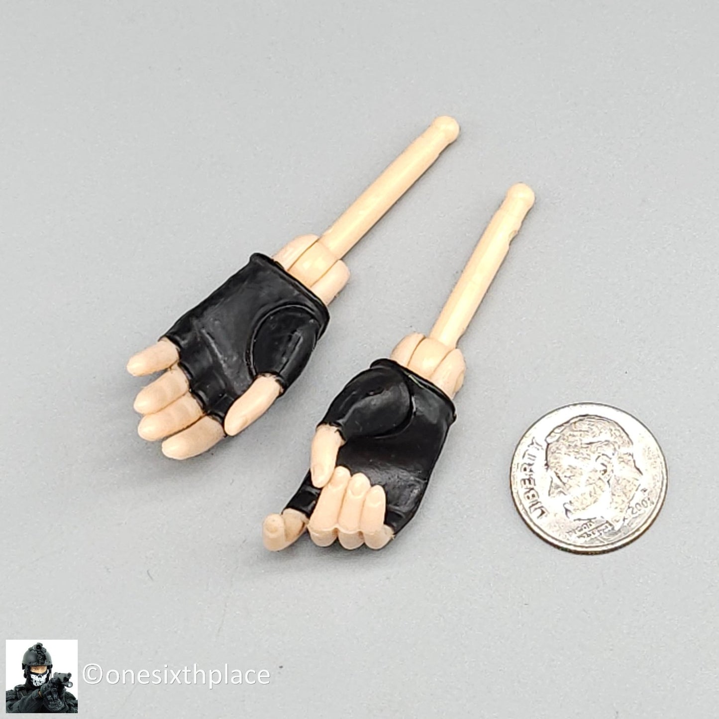 1:6 scale BBI Cy Girl Female Fingerless Black Gloved Hands for 12" Figures