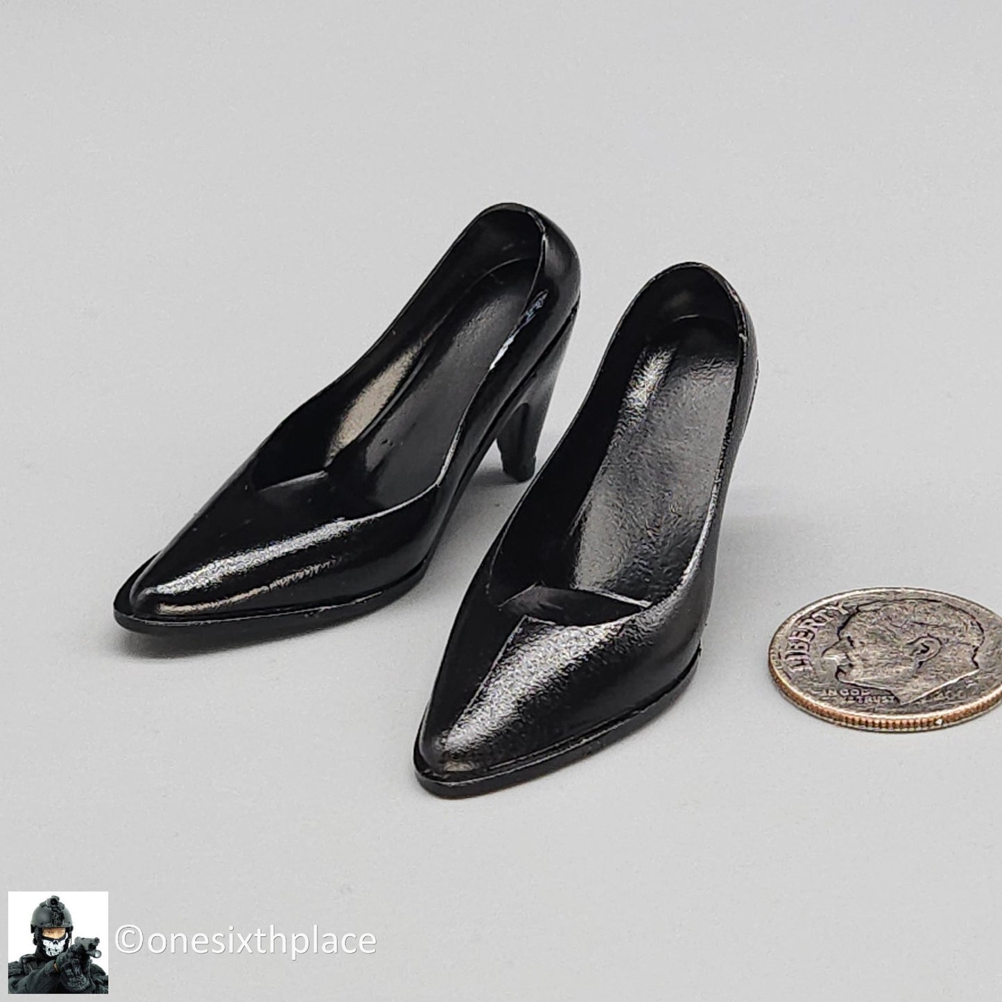 1:6 Triad Toys Female Black High Heels Shoes Style B (Medium Heel) 12" Figures