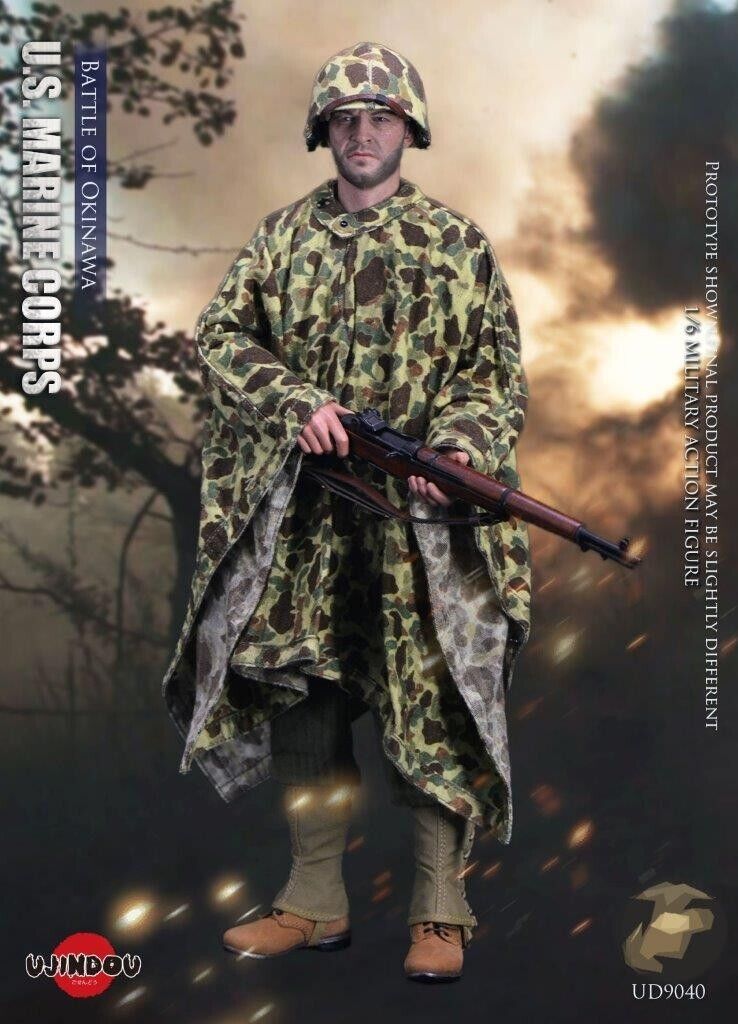 1:6 scale Ujindou WWII US Marine Corps in Okinawa Jungle Camo Poncho 12" Figures