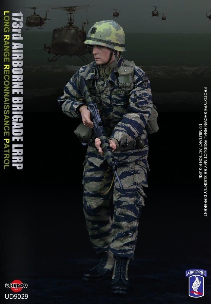 1:6 Ujindou Vietnam 173rd Airborne LRRP Metal Dog Tags for 12" Figures