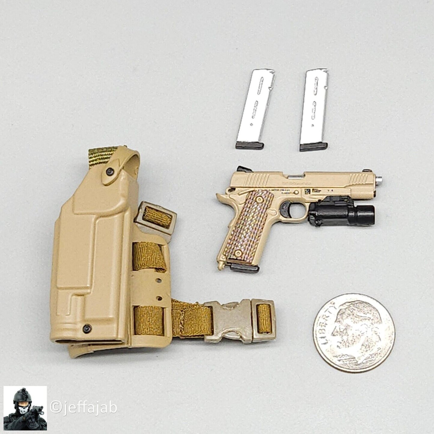 1:6 scale Easy & Simple USMC 26th MEU Tan M-45 CQBP .45 Pistol w/ Holster