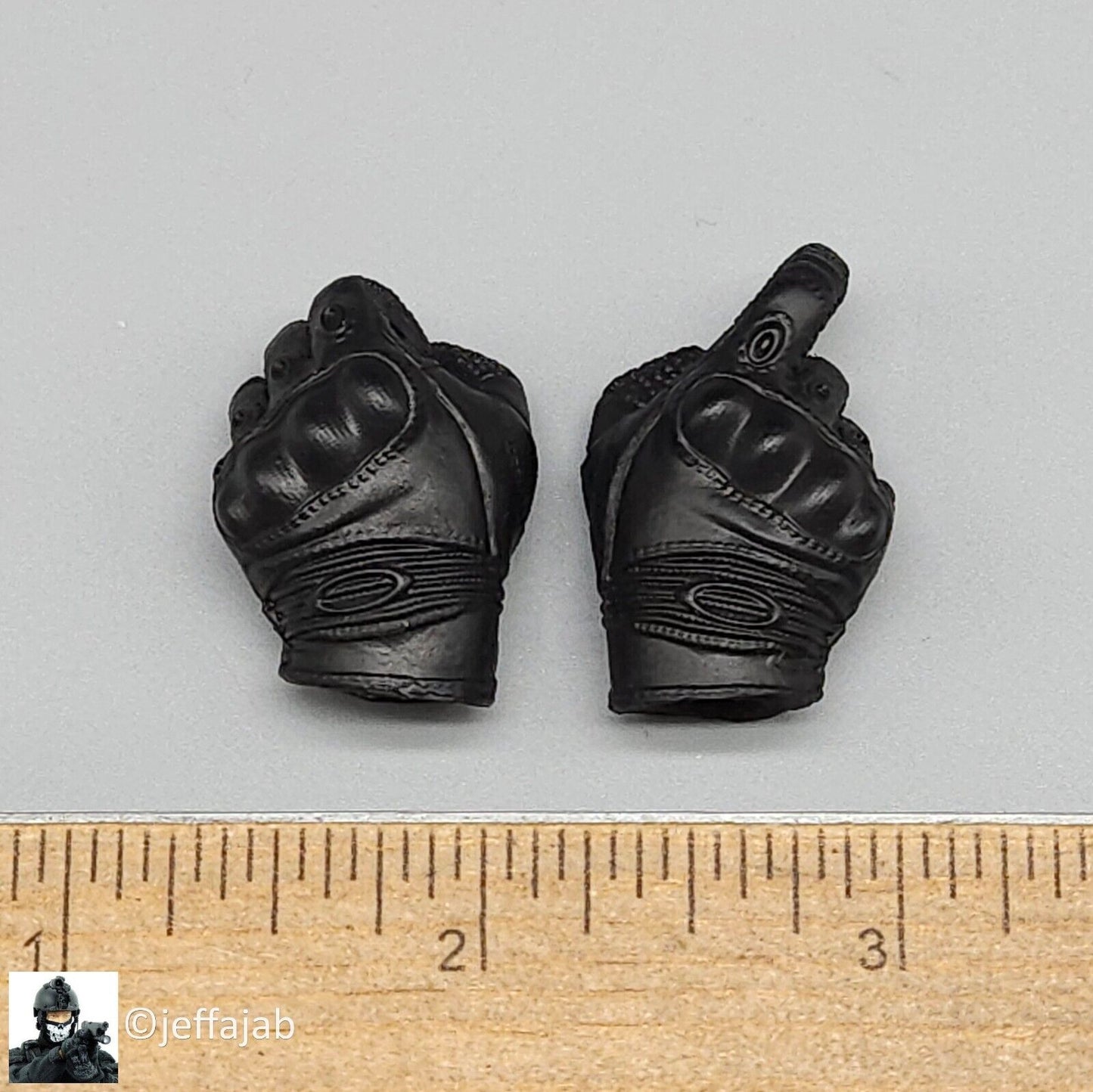 1:6 KSToys Doomsday Guardian Mens Black Tactical Gloved Hands for 12" Figures