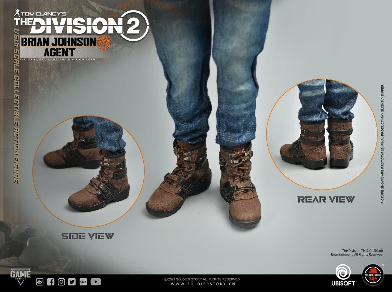 1:6 Soldier Story The Division 2 Agent Brian Johnson Brown Boots for 12" Figures