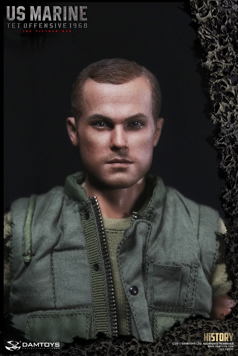 1:6 DamToys Vietnam Tet Offensive M60 Gunner Male Head Sculpt for 12" Figures