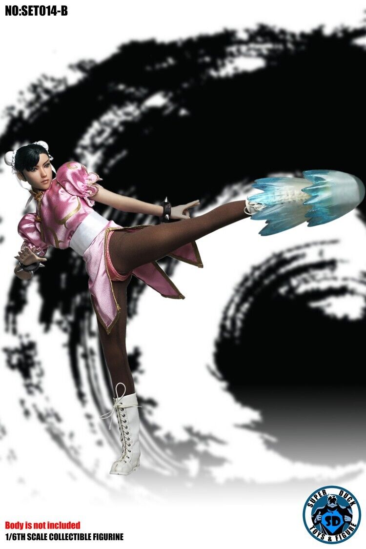 1:6 scale Female Chun Li Martial Art Fighter in Pink Head & Clothing Set SET014B