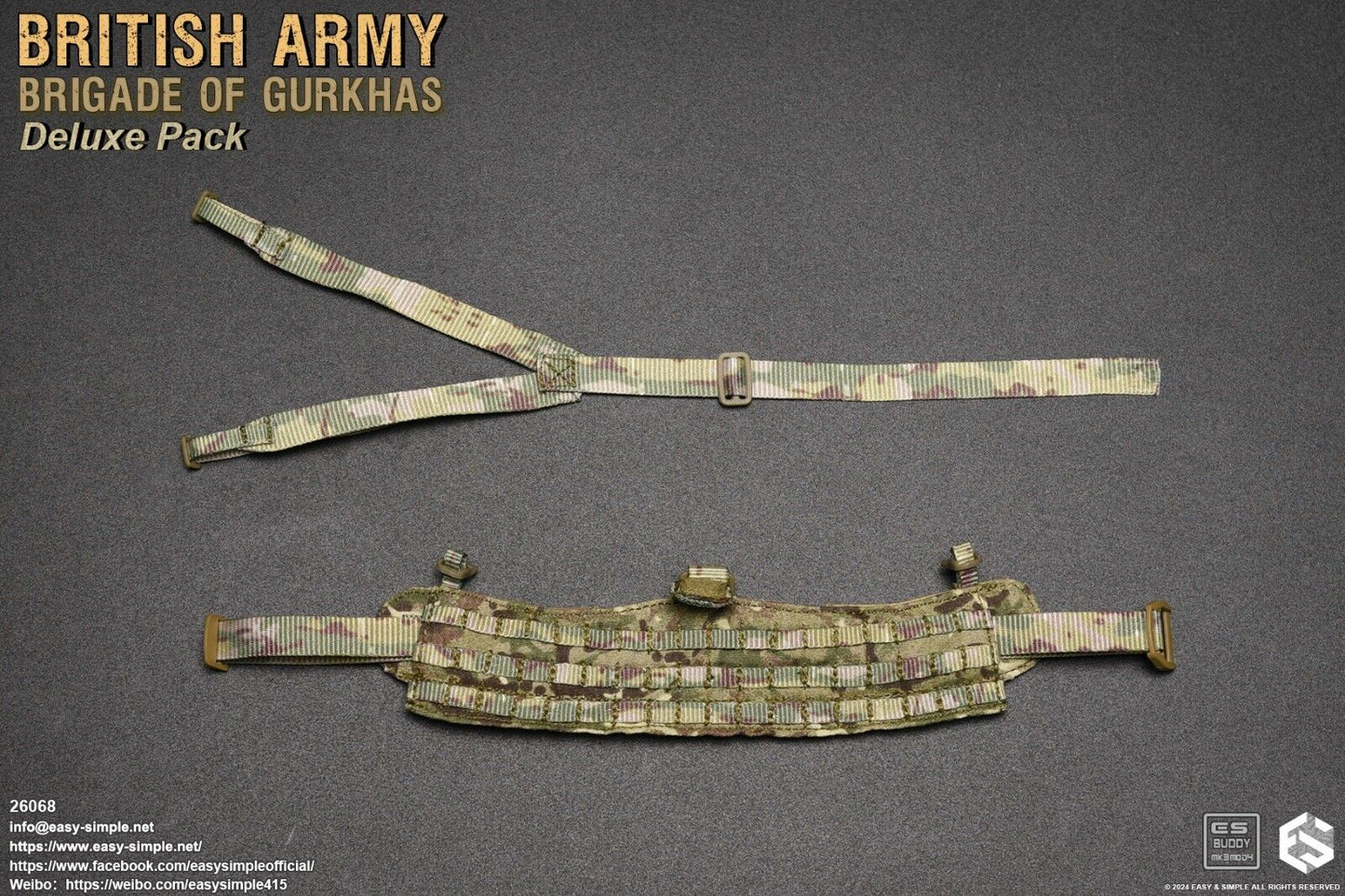 1:6 Easy & Simple British Army Brigade of Gurkhas MTP Camo Belt Yoke Pouches Set