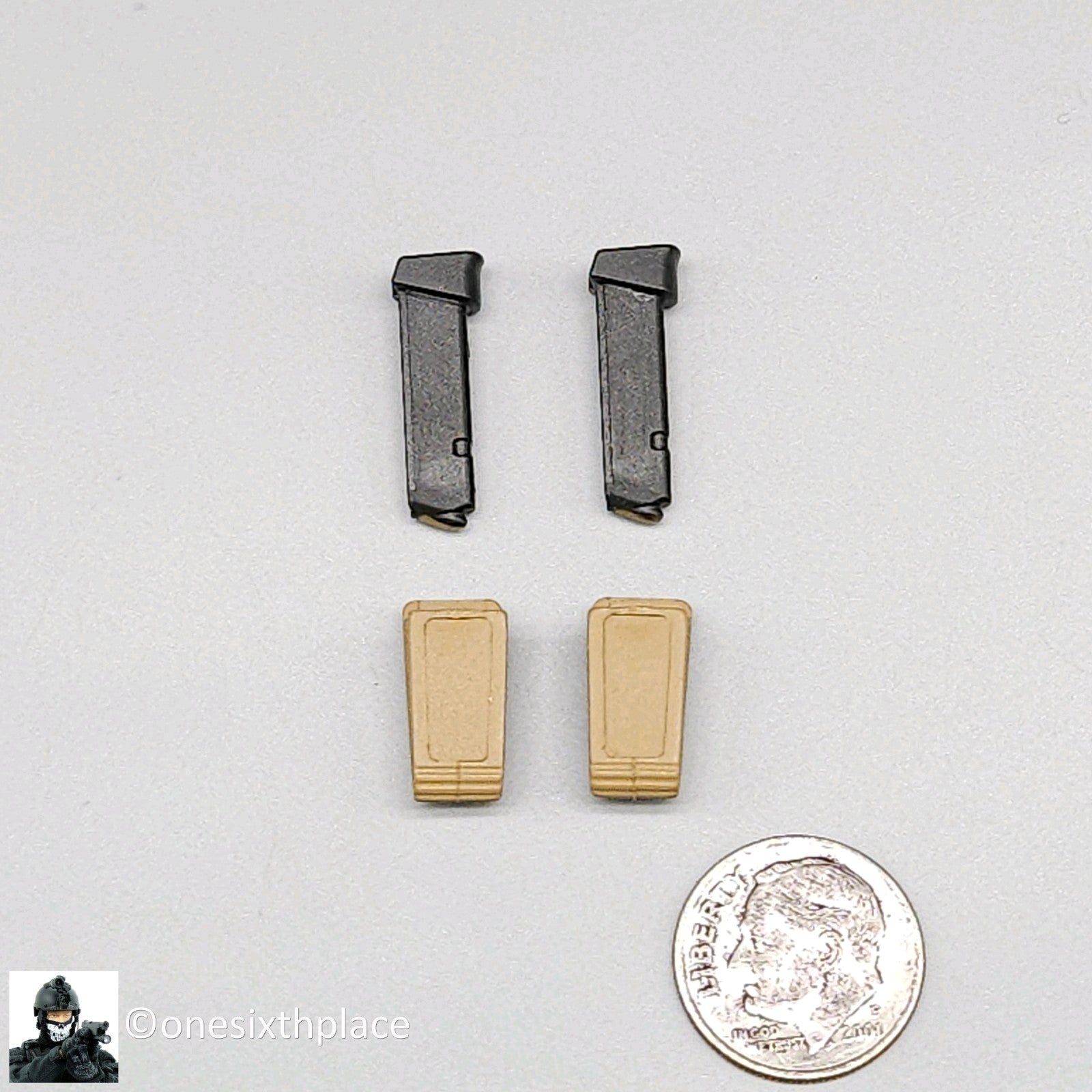 1:6 scale Easy & Simple Coalition Forces Tan Pistol Pouches w/ Ammo Mags 26065RA