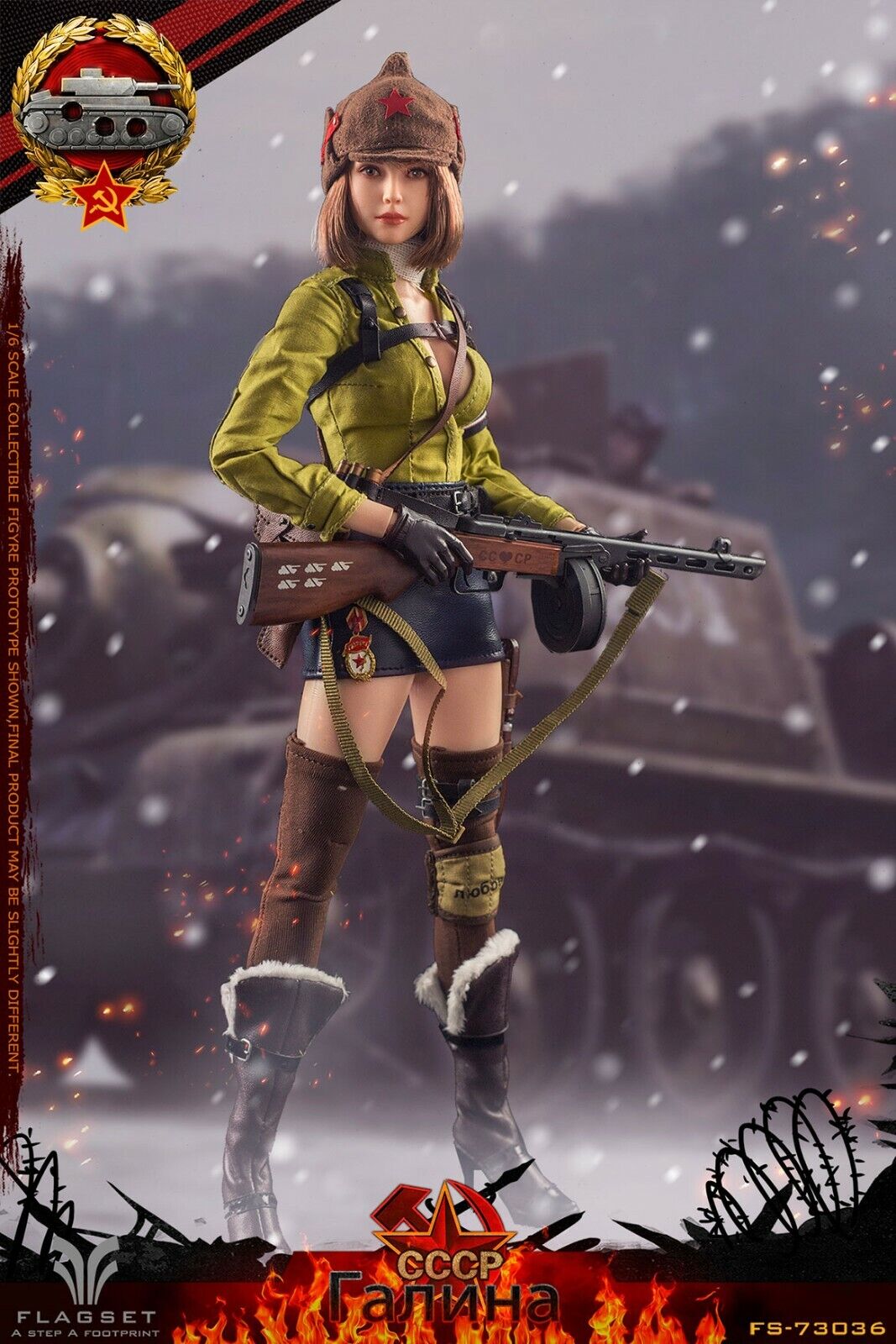 1:6 Flagset Female Red Alert Soviet Tank Lt Galina Duffle Bag for 12" Figures