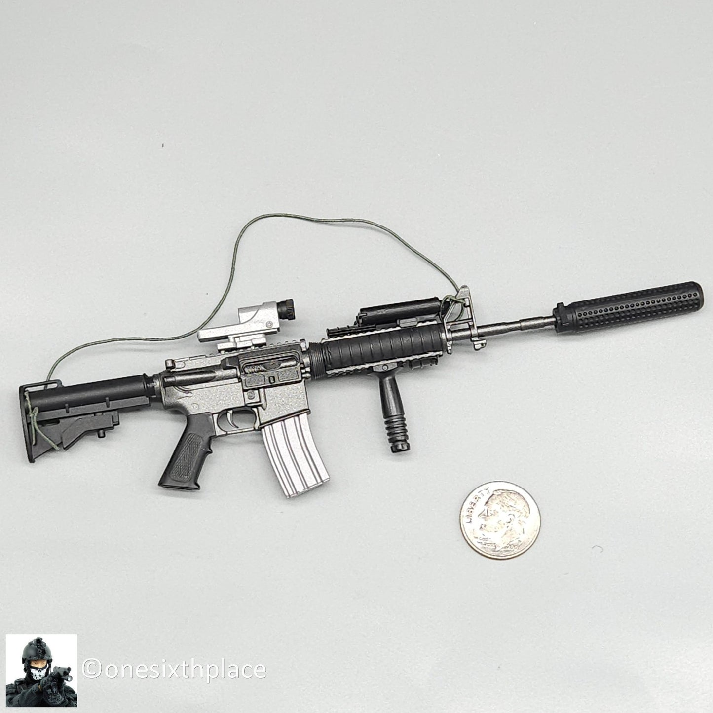 1:6 scale Dragon M4 Rifle w/ Reflex Sight & Silencer for 12" Figures