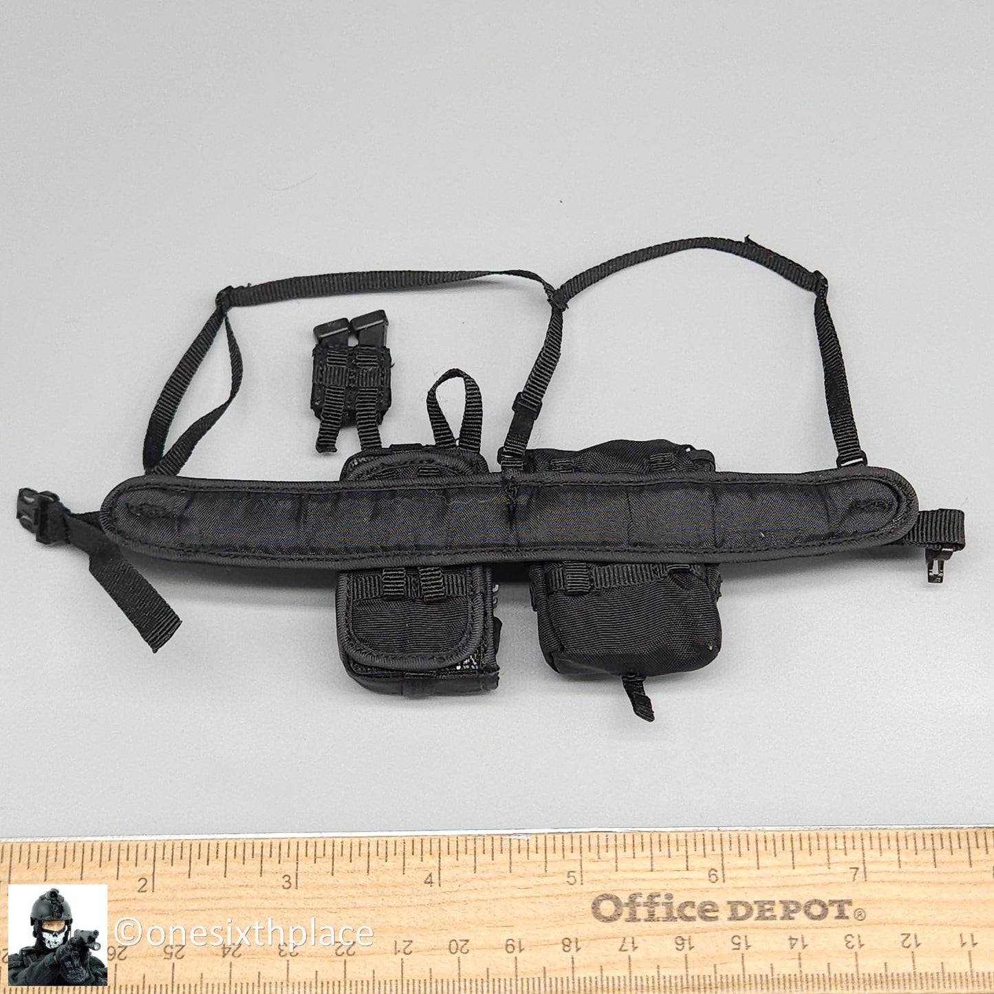 1:6 scale DamToys Russian Spetsnaz MVD SOBR Gunner Black MOLLE Belt w/ PKM Pouch