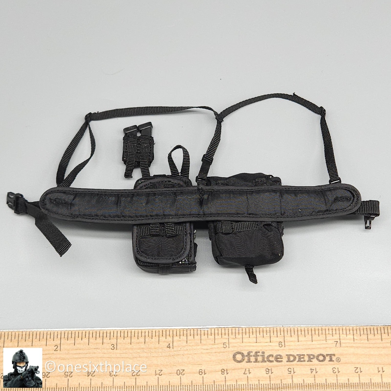 1:6 scale DamToys Russian Spetsnaz MVD SOBR Gunner Black MOLLE Belt w/ PKM Pouch