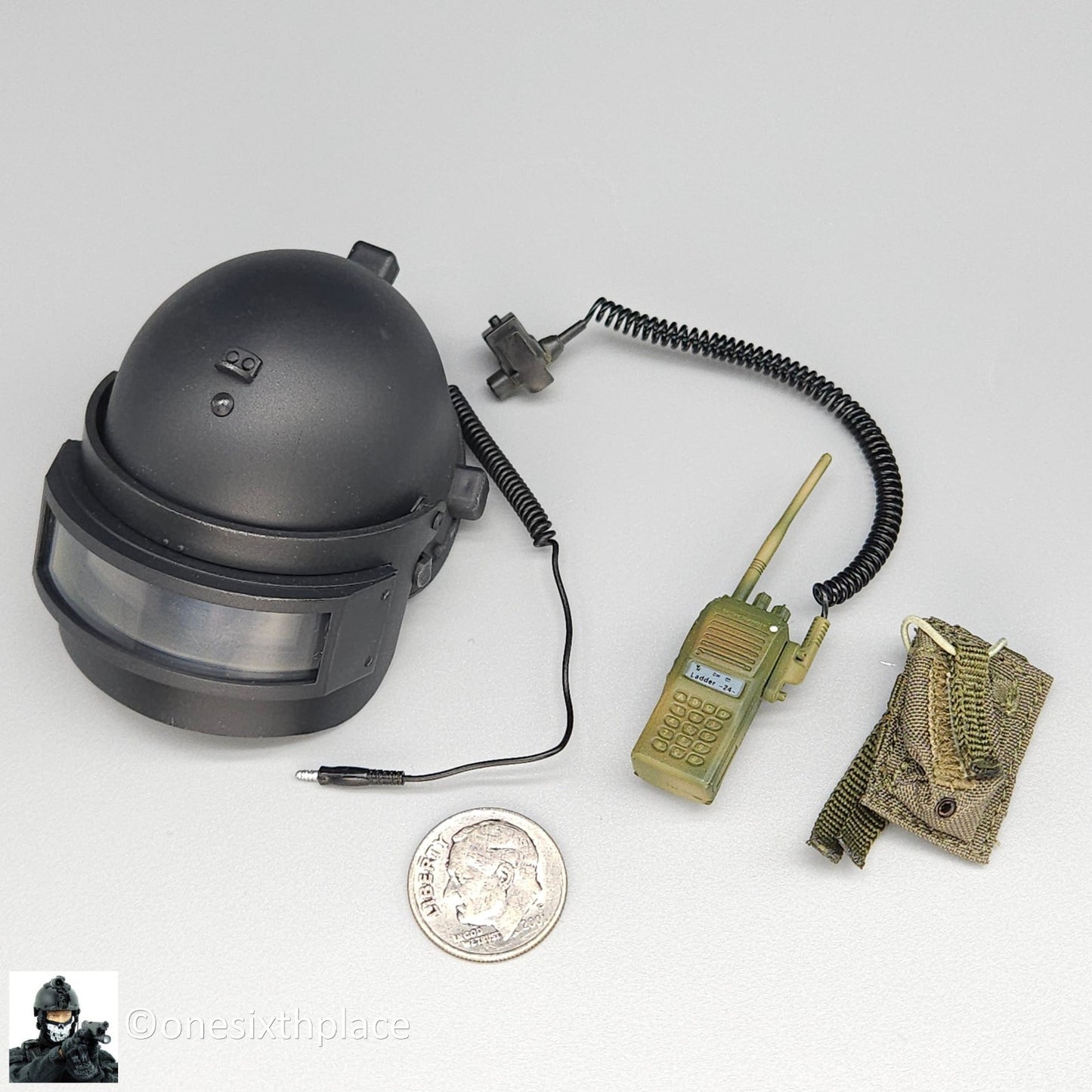 1:6 DamToys Russian MVD SOBR Lynx Black RYS-T Helmet w/ Radio for 12" Figures