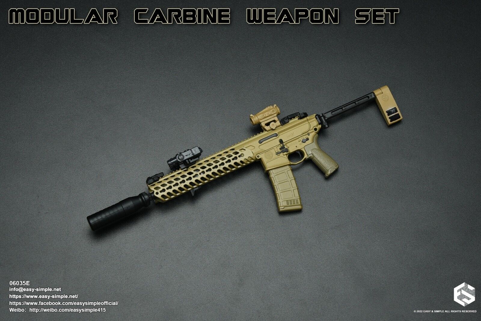1:6 scale Easy & Simple Modular Carbine Weapon Set E - MCX STD Pistol 06035E