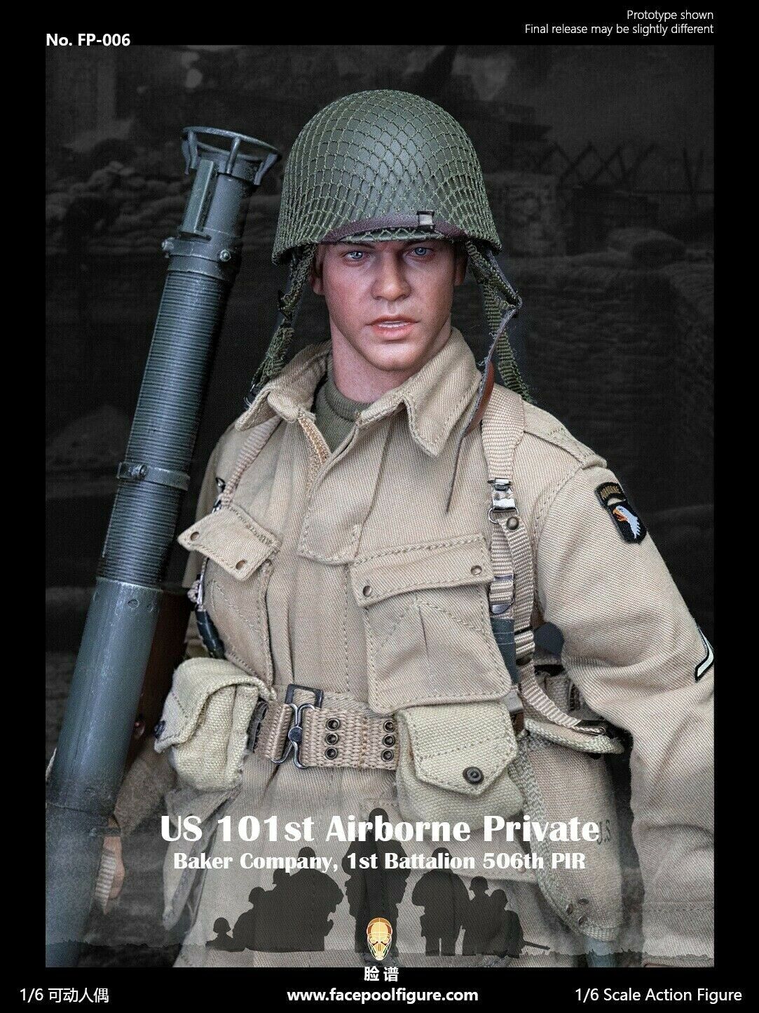 1:6 Facepool WWII US 101st Airborne Private Male Head Sculpt 12" GI Joe Dragon